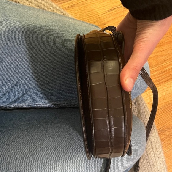 WANDLER croc embossed chocolate brown Anna crossbody flap bag / clutch EUC - Picture 7 of 13
